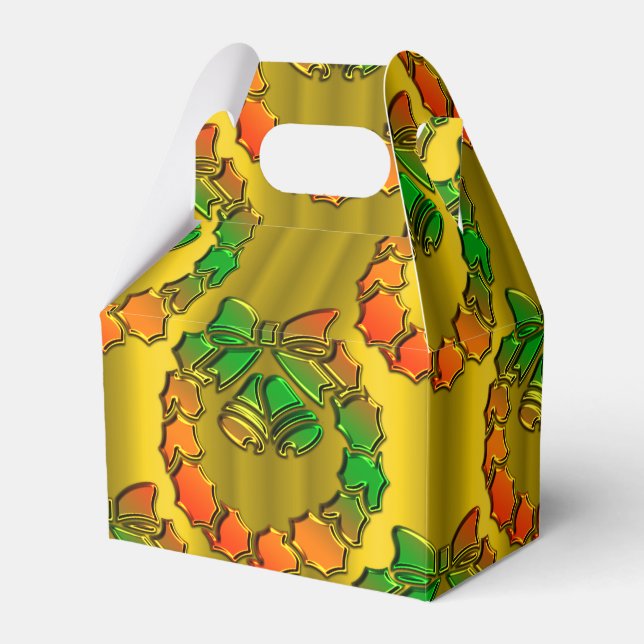 Guld och Grönt Shiny-julfransen Presentaskar (Framsidan Sidan)