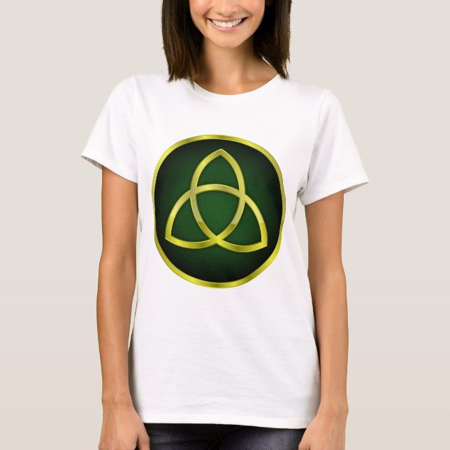 guld och grönt triquetra t shirt (Framsida)