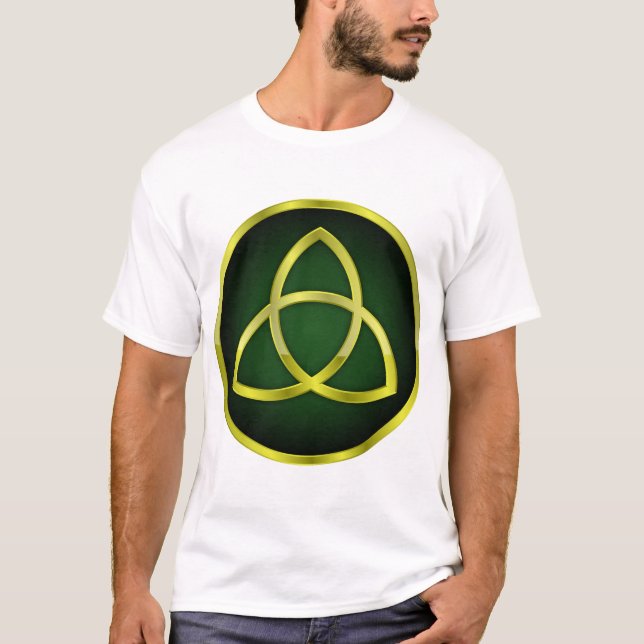 guld och grönt triquetra t shirt (Framsida)