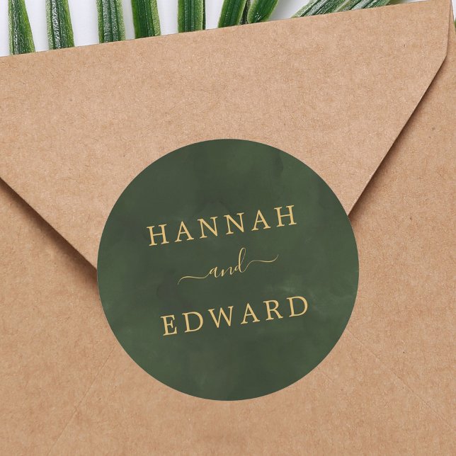 Guld och Grönt vattenfärg Runt Klistermärke (Skapare uppladdad)