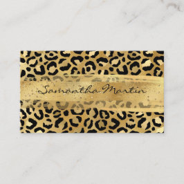 Guld och gyllene folie Leopard penseldrag Visitkort