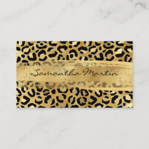 Guld och gyllene folie Leopard penseldrag Visitkort