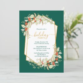 Guld och Holly | Geometric Helgdag Firande Inbjudningar