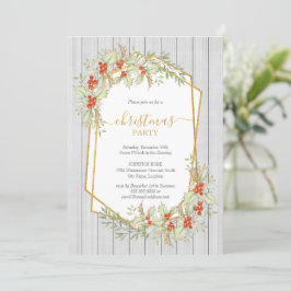 Guld och Holly | Geometric Land Rustic Helgdag Inbjudningar