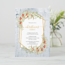 Guld och Holly | Geometric Rustic-jul Inbjudningar
