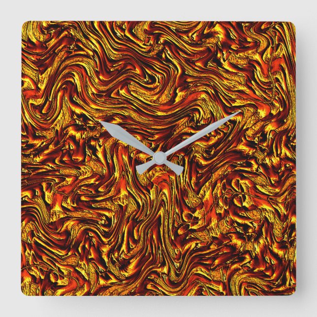 Guld och korall eller levande röd struktur fyrkantig klocka (Framsida)