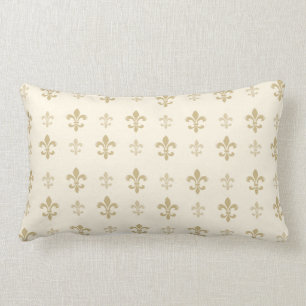 Guld och kräm- Elegant Fleur de Lis Lumbarkudde