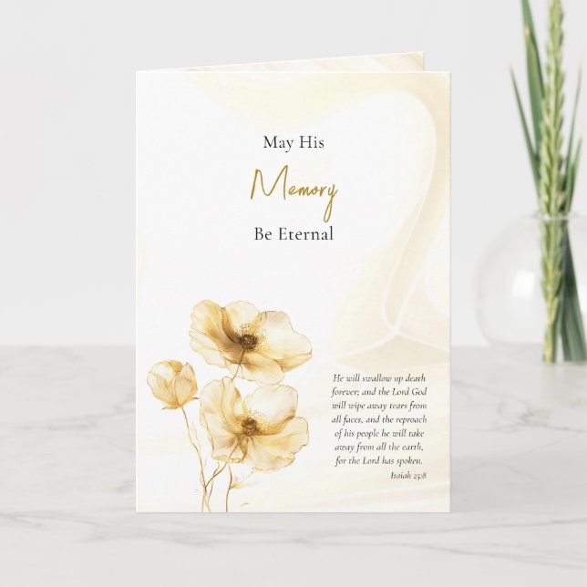 Guld- och krämfärgade blommor bakgrund Sympati Kort (Framsida)