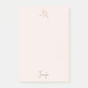 Guld och kvinnors Blommigt Post-it Block