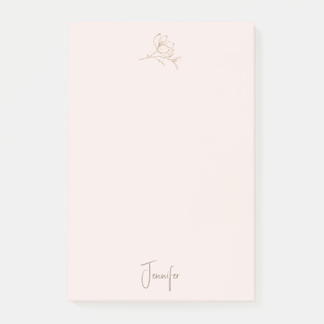 Guld och  kvinnors Blommigt Post-it Block (Framsida)