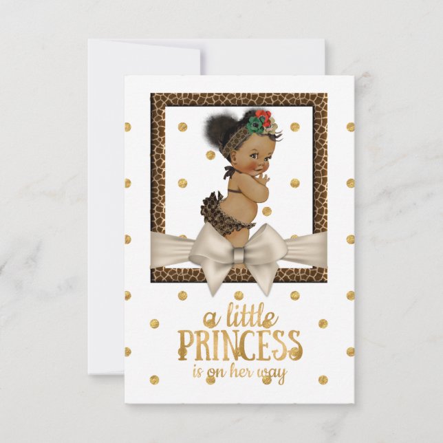 Guld och Leopard Print Girl Girl's Baby Shower Inbjudningar (Framsida)