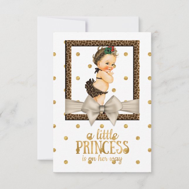Guld och Leopard Print Girl Girl's Baby Shower Inbjudningar (Framsida)
