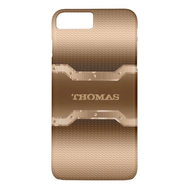 Guld och Light Brown Brshed Metall Case-Mate iPhone Skal (Baksida)