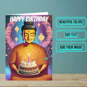 Guld och Lila Buddha Birthday Kort