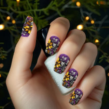 Guld och Lila Jul Minx Nail Art Decemals