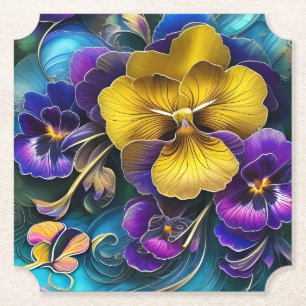Guld och Lila Pansy Patch Underlägg Papper
