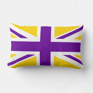 Guld och Lila Union Jack Lumbarkudde