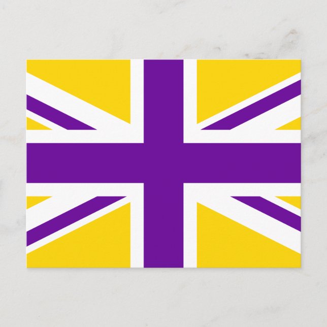 Guld och Lila Union Jack Vykort (Framsida)