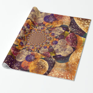 Guld- och lilaballonger texturerade kaleidoscopen presentpapper