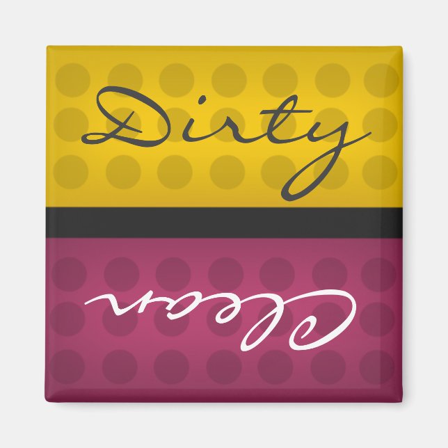 Guld och Magenta Clean Dirty Dishwasher Magnets Magnet (Framsidan)