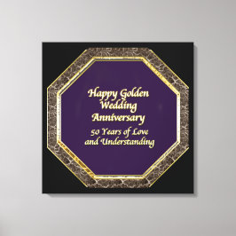 Guld och Marble Lycklig Bröllop-årsdagen för Canva Canvastryck