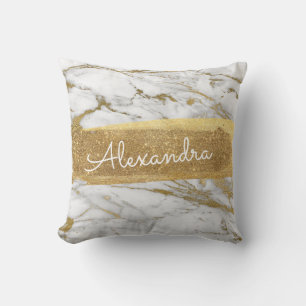 Guld och Marble med guldolja och Glitter Kudde