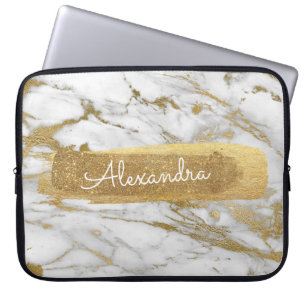 Guld och Marble med guldolja och Glitter Laptop Sleeve