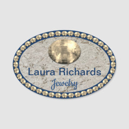 Guld och marinblå Bling NAMN BRICKA Namnbricka