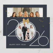 Guld och marinblå foto Gott nytt år hälsningskort