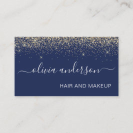 Guld och marinblått Glitter Hair Makeup Salon Visitkort
