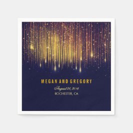 Guld och marinen Ljus Glitter Bröllop Pappersservett