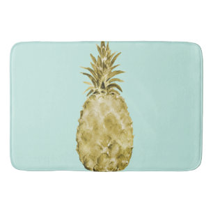 Guld och Mint Watercolor Pineapple Badrumsmatta