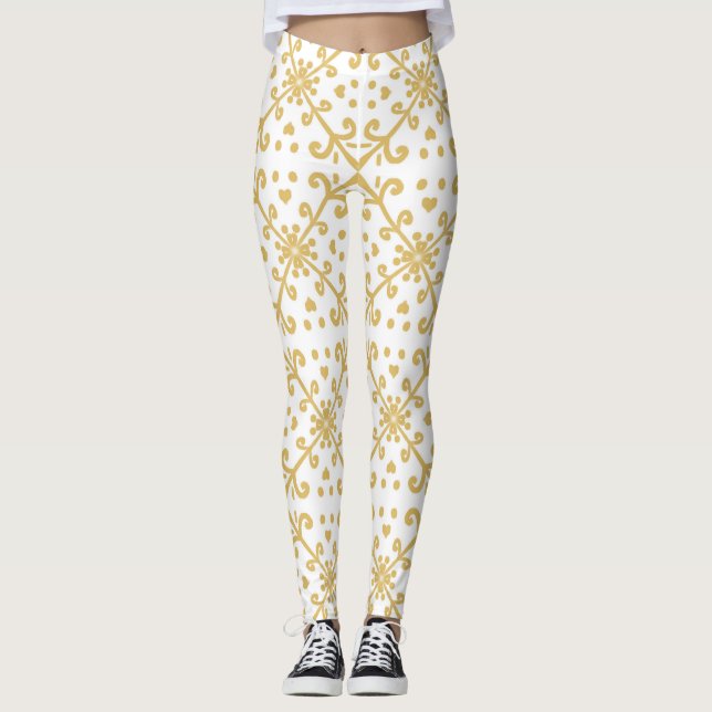Guld och mönster leggings (Framsida)