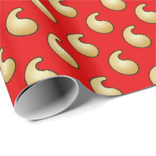 Guld och mörk Red paisley Presentpapper