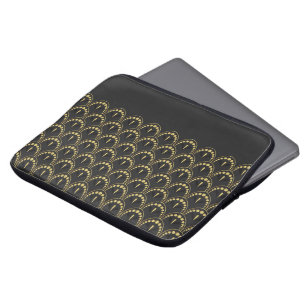 Guld och mörkgrå art deco geometrisk mönster laptop fodral