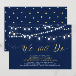 Guld och Navy | Modern 50 års Bröllopsdag Inbjudningar