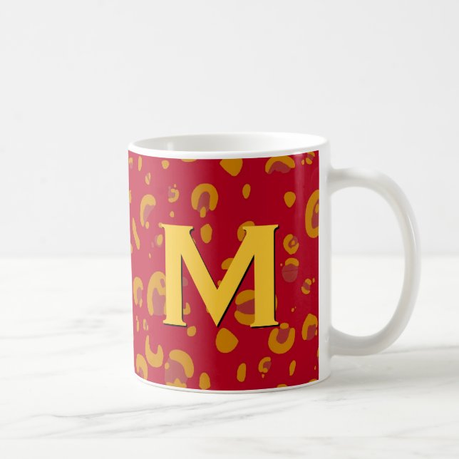 Guld- och orange LeopardMonogrammugg Kaffemugg (Höger)
