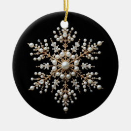 Guld och pärl Snöflinga Familj Julgransprydnad Keramik