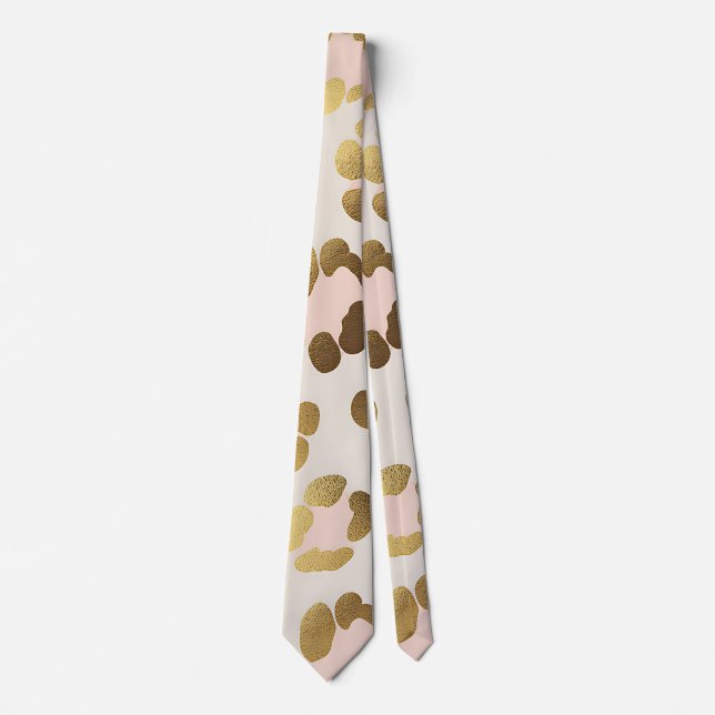 Guld och Pastell Rosa Leopardtryck Chic Djur Slips (Framsida)
