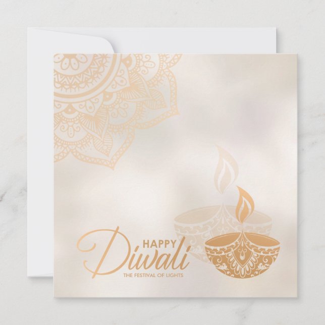Guld och Pearl Lycklig Diwali Card Kort (Framsida)