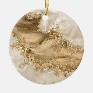 Guld och Pearl - Plattor och flöde Julgransprydnad Keramik