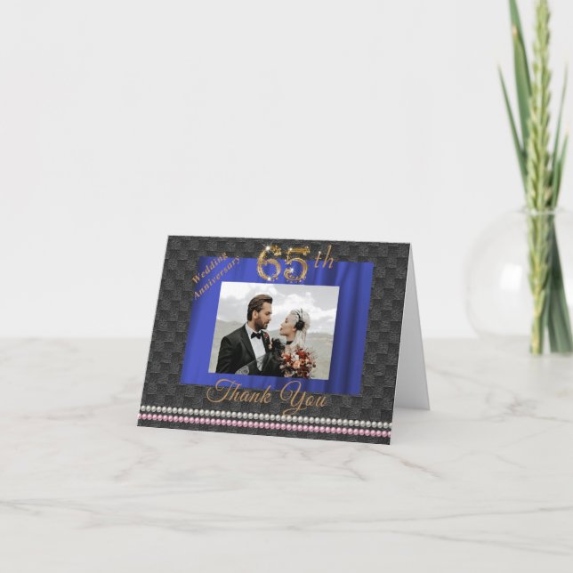 Guld och Pearls 65e Bröllop-årsdagen Tack (Framsida)