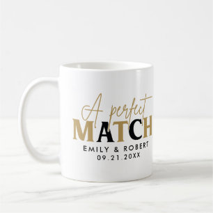 Guld och Perfekt Match Bröllop Gift Kaffemugg