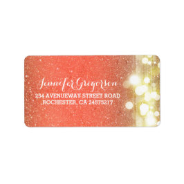 Guld och persikan stränger chic bröllop för ljus adressetikett