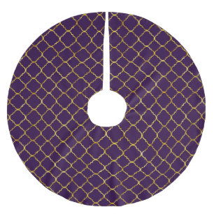 Guld- och purpurfärgade Quatrefoil Julgransmatta Borstad Polyester