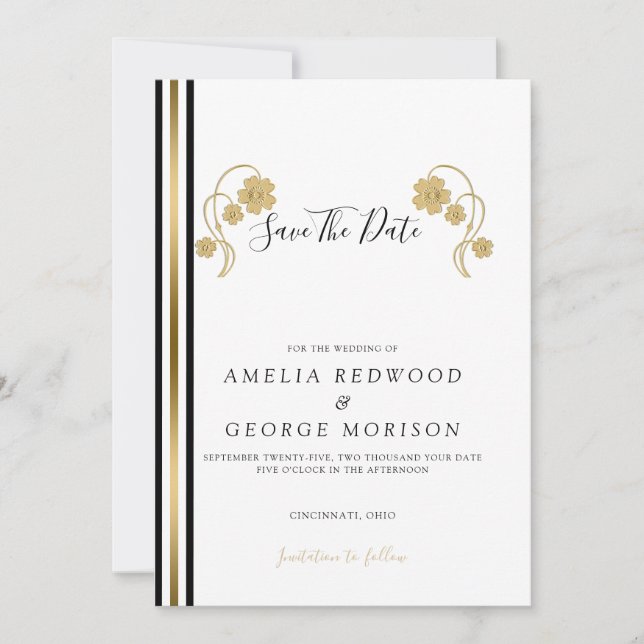 Guld och Rand Spara Datumet (Framsida)