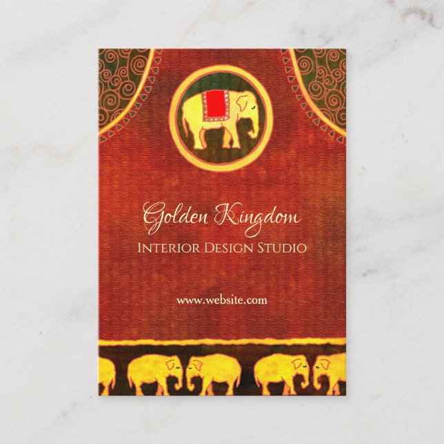 Guld och Red Elephant Kingdom Visitkort (Framsida)