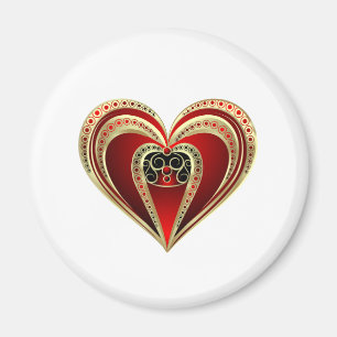 Guld och Red Heart Magnet