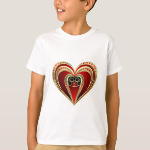 Guld och Red Heart Tee Shirt