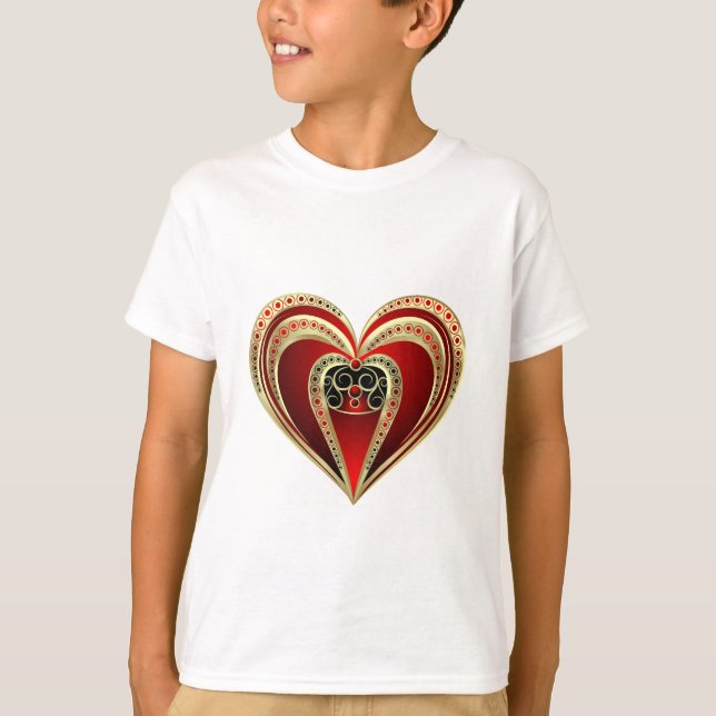 Guld och Red Heart Tee Shirt (Framsida)